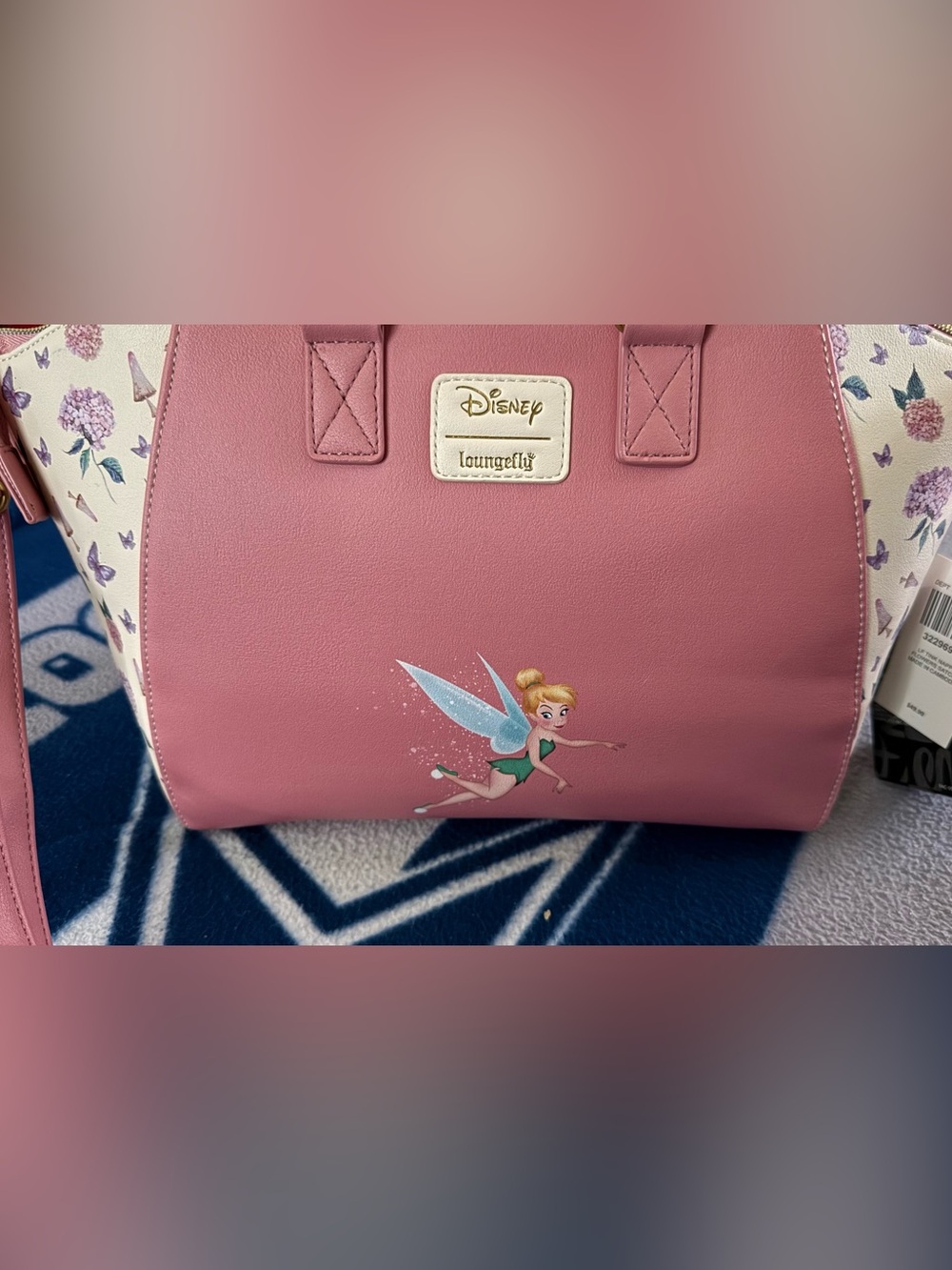 Disney Pink Floral Tinker Bell Satchel with Butterfly Accents - Picture 5 of 6
